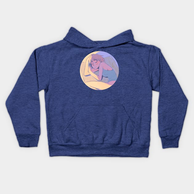 I sleep on the beach Kids Hoodie by Pikipouet